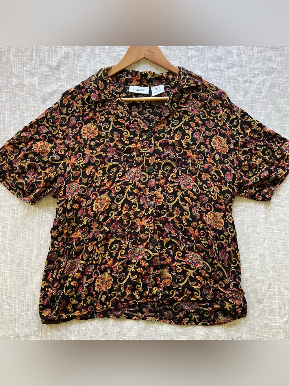 Boxy Floral Scroll Button-Down Shirt